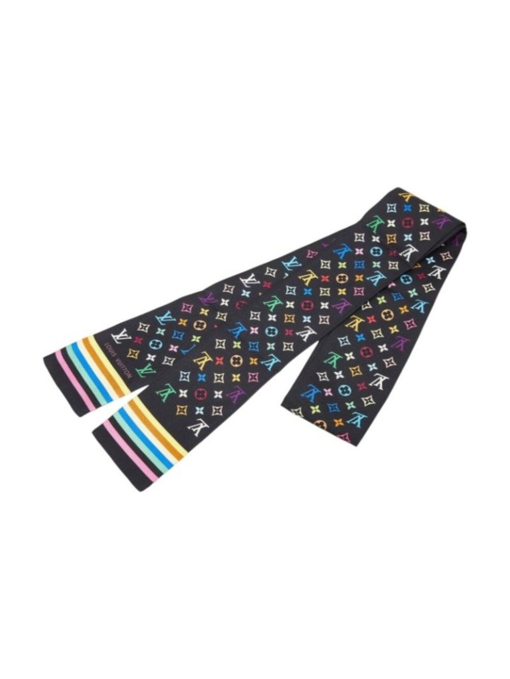 Louis Vuitton Monogram Bandeau Scarf Narrow Multicolor Black